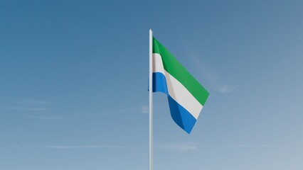 Sierra Leone flag on blue sky 3d illustration image