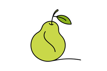 Fresh and Vibrant Pear Vector Art Line Color Drawing