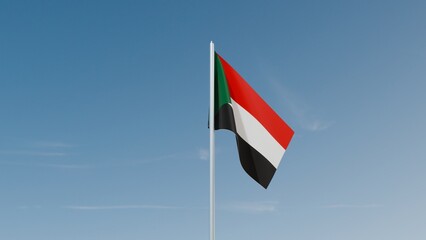 Sudan flag on blue sky 3d illustration image