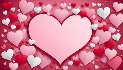 Valentines day background with Red hearts.