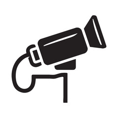 Simple black and white CCTV security camera icon
