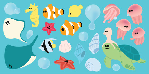 a collection of sea creatures