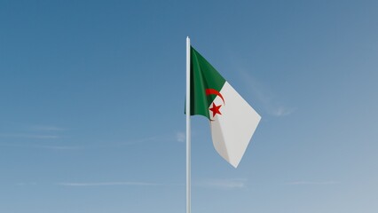 Algeria flag on blue sky 3d illustration image