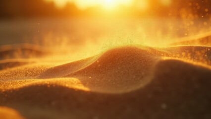 Fototapeta premium Golden Sunset with Sand Dunes Illuminated by Warm Sunlight