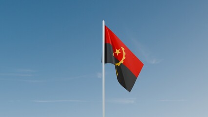 Angola flag on blue sky 3d illustration image