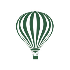 Obraz premium Green icon of Hot Air Balloon isolated on a transparent background Minimalist flat icon, vector logo style sign clipart on a no background png