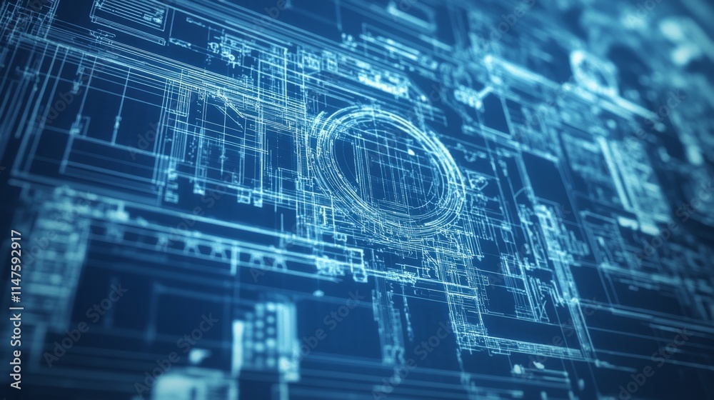 Poster blueprint visualization engineering concepts of advanced technology in a digital workspace infograph