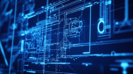 Naklejka premium Innovative blueprint technology visuals digital space graphic representation cyber environment abstract viewpoint futuristic concept