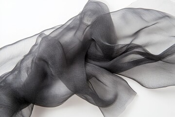 Flowing black sheer fabric draped elegantly.