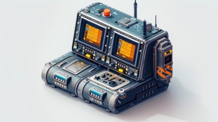 Futuristic Control Console with Buttons and Lights for Sci Fi Machines and Devices  Advanced Style Technology Panel with Digital Displays and Mechanical Interfaces