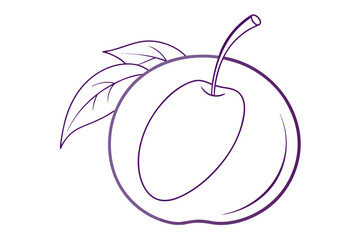 Colorful Plum Line Drawing Vector A Beautiful Fruit Design
