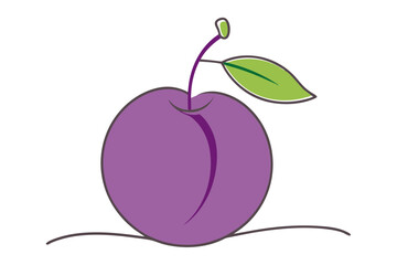 Colorful Plum Line Drawing Vector A Beautiful Fruit Design