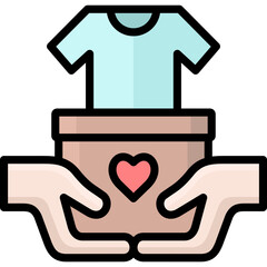 clothes donation icon illustration design with filled outline