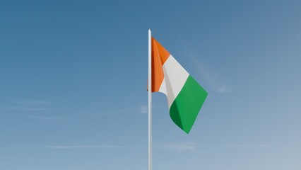 Cote d Ivoire flag on blue sky 3d illustration image