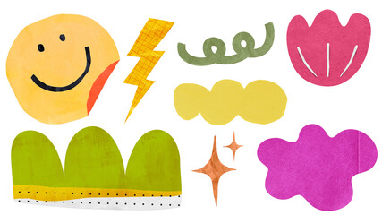 PNG Colorful abstract playful shapes, element set on transparent background