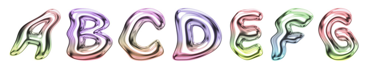 Chrome alphabet png cut out element set, transparent background