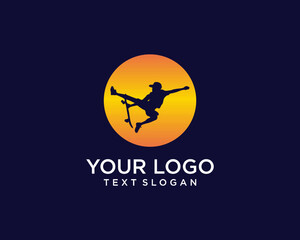 Skateboard moon silhouette logo