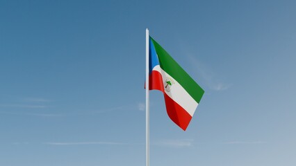 Equatorial Guinea flag on blue sky 3d illustration image