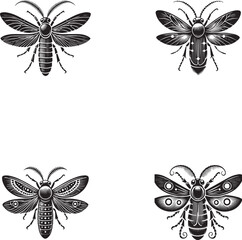Intricate Insect Silhouettes - Vector Illustrations