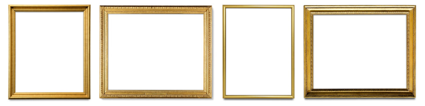 Naklejki PNG Vintage gold frame, isolated element set, transparent background