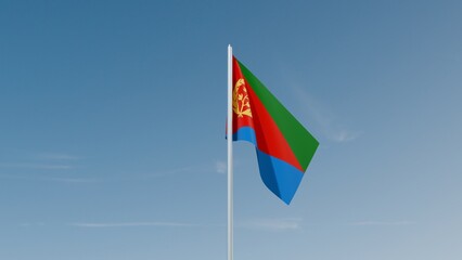 Eritrea flag on blue sky 3d illustration image
