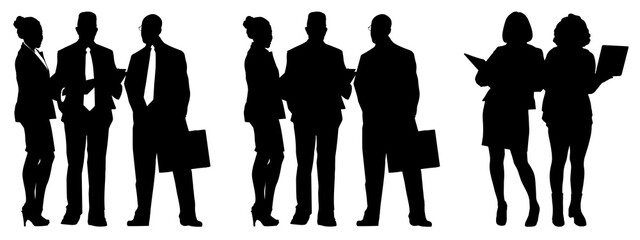 Silhouette business people full body png cut out element set, transparent background © Rawpixel.com