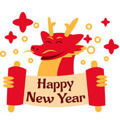 happy china new year with red dragon illustrasi