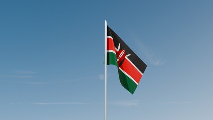Kenya flag on blue sky 3d illustration image