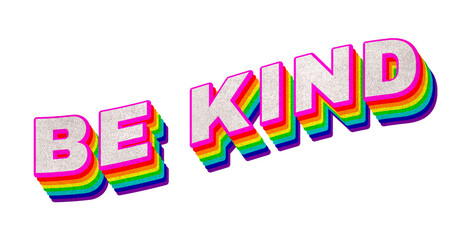 Rainbow word BE KIND typography design element