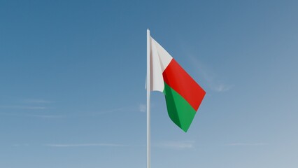 Madagascar flag on blue sky 3d illustration image