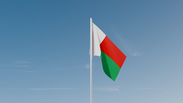 Madagascar flag on blue sky 3d illustration image