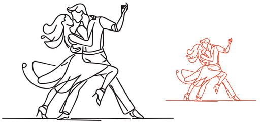 Beautiful couple dancing a tango. Expression of Latin, salsa, rumba. vector 