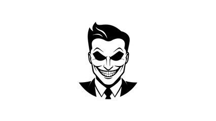 evil person scary smiling black and white vector illustration