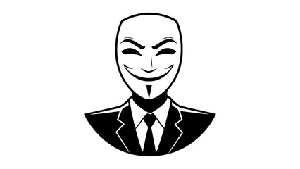 evil spooky thin face smiling in black suit vector illustration 