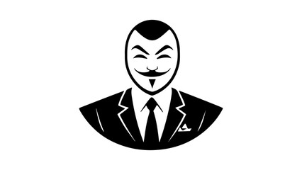 man in black suit vector illustration, black and white illustration of a anonymous person in suit