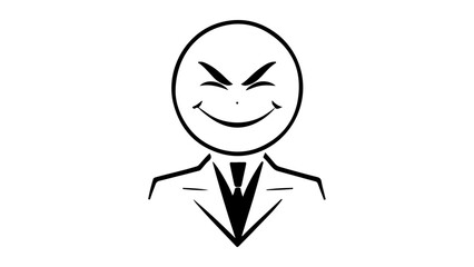 businessman in a suit smiling with emoji head, black and white person with smiling emoji face vector illustration 