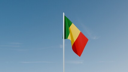 Mali flag on blue sky 3d illustration image