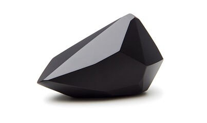 Fototapeta premium Black faceted gemstone on white.