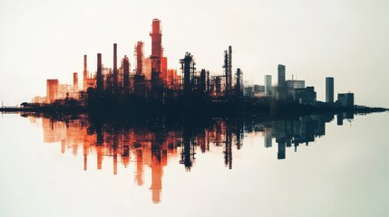 Obraz premium Industrial landscape reflection urban environment abstract photography industrial zone aerial view modern concept