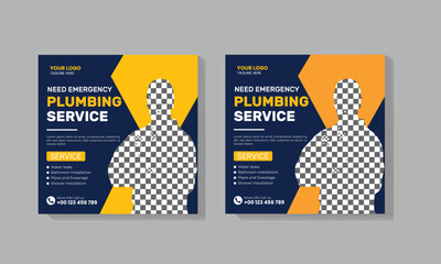 Plumbing service social media post template design 