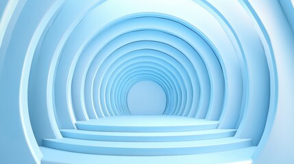 Fototapeta premium Abstract Blue Circular Tunnel Architecture Design