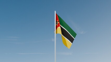 Mozambique flag on blue sky 3d illustration image