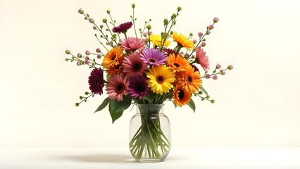 Obraz premium A bouquet of mixed wildflowers in vivid shades of orange, purple, and yellow