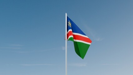 Namibia flag on blue sky 3d illustration image