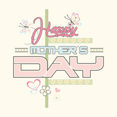 Happy Mother's Day vector typography with elegant design and floral accents
