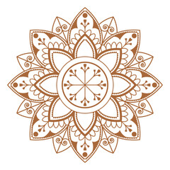 PNG Brown mandala flower, Diwali festival element, transparent background
