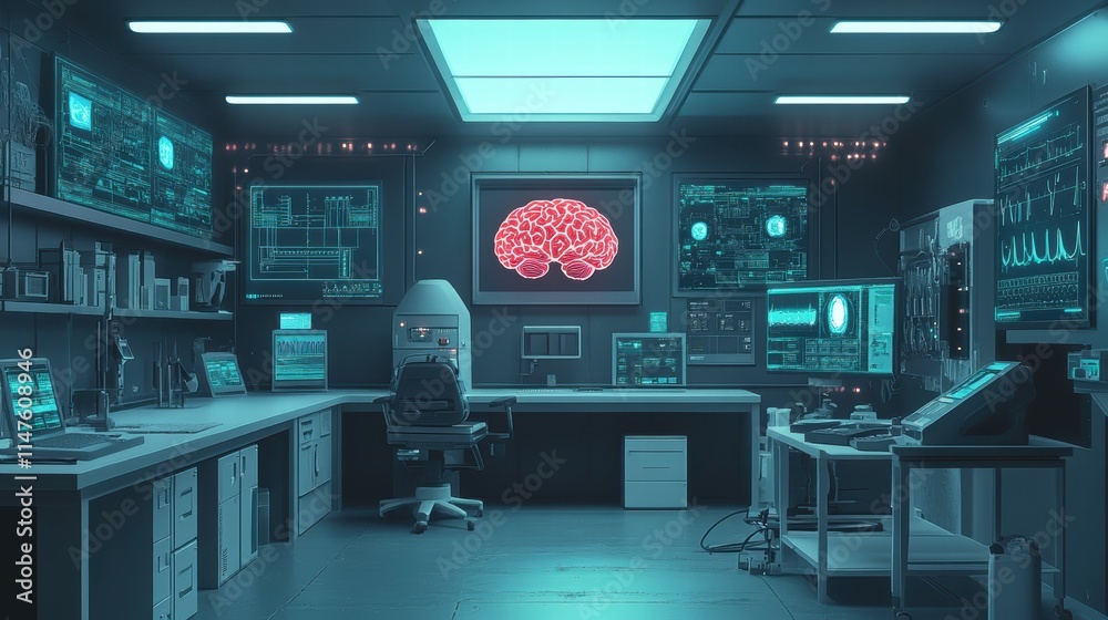 Poster advanced neural interface laboratory with computer technology and brain imagery