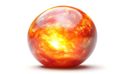 Obraz premium Fiery sphere with a glowing core on a white background.