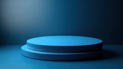 A Two Tiered Blue Circular Display Platform