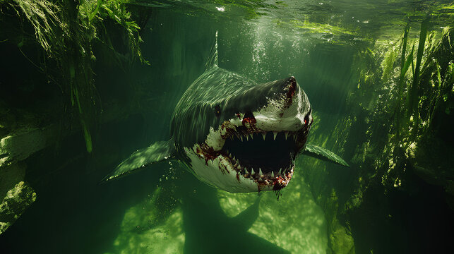 shark infected with a very scary zombie virus